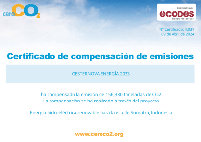 Gesternova calcula y compensa su huella de carbono de 2023 a través de la iniciativa CeroCO2 de Ecodes