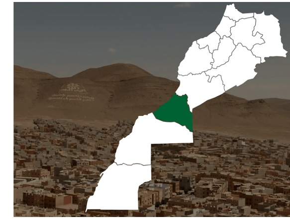 Mapa Marruecos Sáhara Occidental, con el territorio Guelmim-Oued Noun destacado