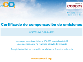 Gesternova calcula y compensa su huella de carbono de 2023 a través de la iniciativa CeroCO2 de Ecodes