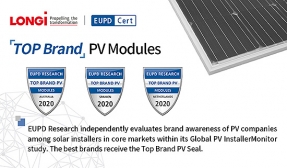 LONGi recibe el sello "Top Brand PV 2020" de EuPD Research